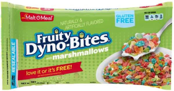 MALT O MEAL 'Fruity Dyno Bites' fruchtige Reis Cereal, Marshmallow 850 gr